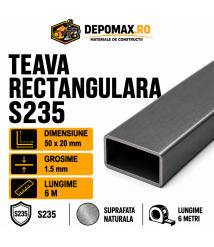 Teava rectangulara 50 x 20 x 1.5 mm, 6 metri